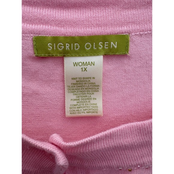 Sigrid Olsen Woman‎ 1X Pink Embellished Button Front Knit Cardigan Sweater - Picture 4 of 8